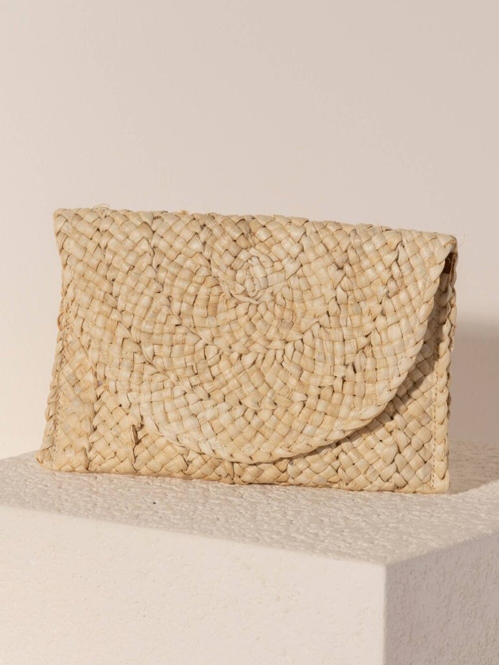 Shiraleah Simonetta Natural Woven Corn Husk Clutch Bag NWT